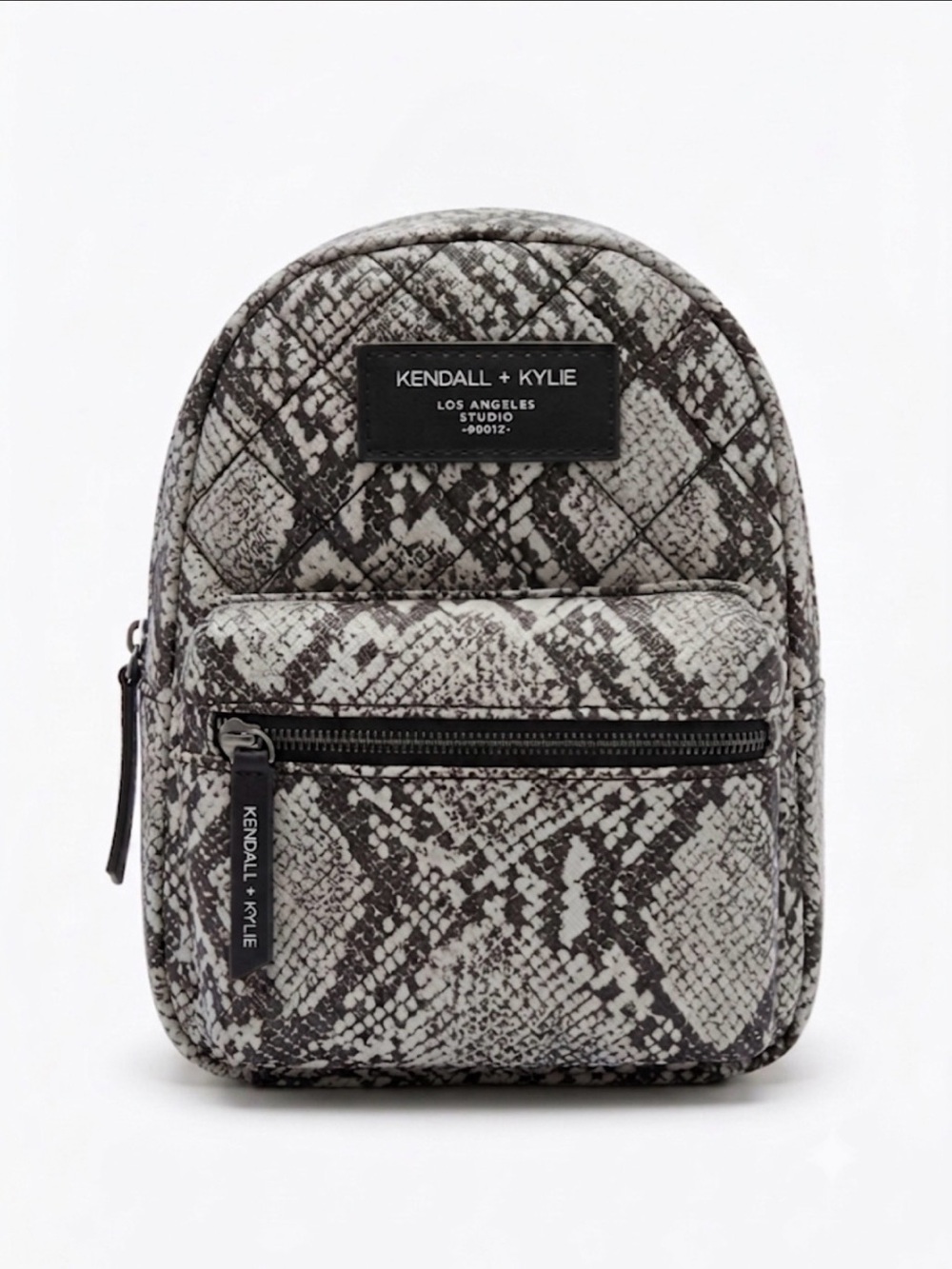 Kendall & Kylie Mini Snake-Print Backpack in Gray and Black